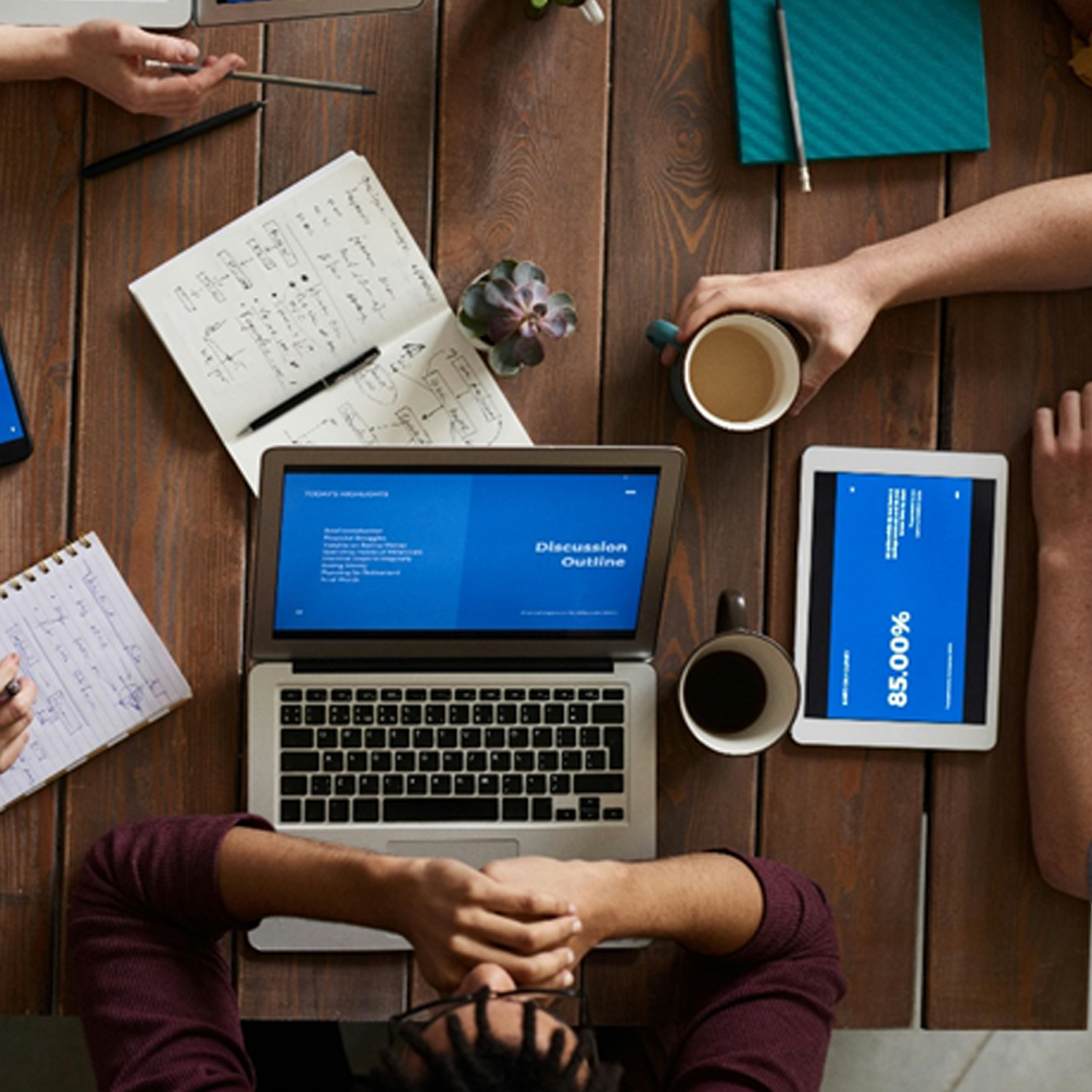 Business team collaborating on important documents with DociShield